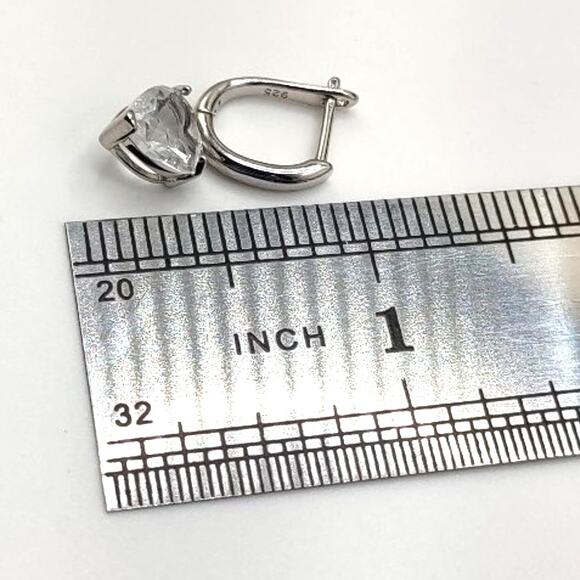 925 Silver Necklace Ring & Earring Set White CZ Diamond Heart Stones Valentines - Picture 8 of 10